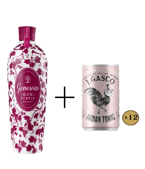 Generous Džin Purple 0.7 + 12 limenki J.Gasco Indian Tonic 0.15l