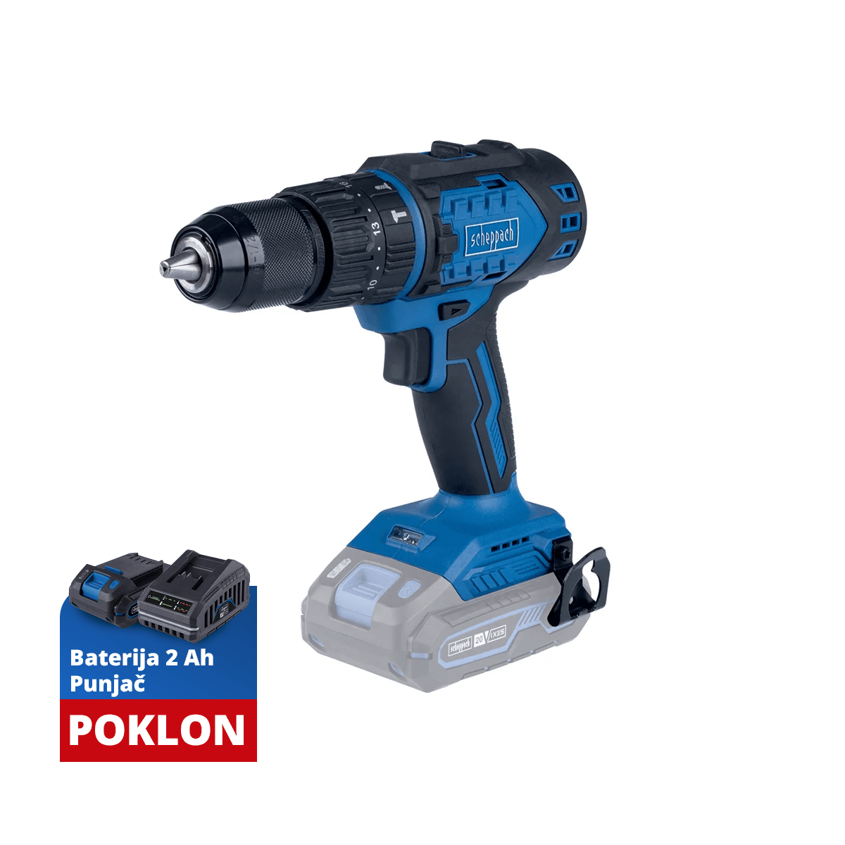 Scheppach Aku udarna bušilica odvijač, Brushless IXES BC-CD60-X, 1x2.0Ah + punjač 2.4A
