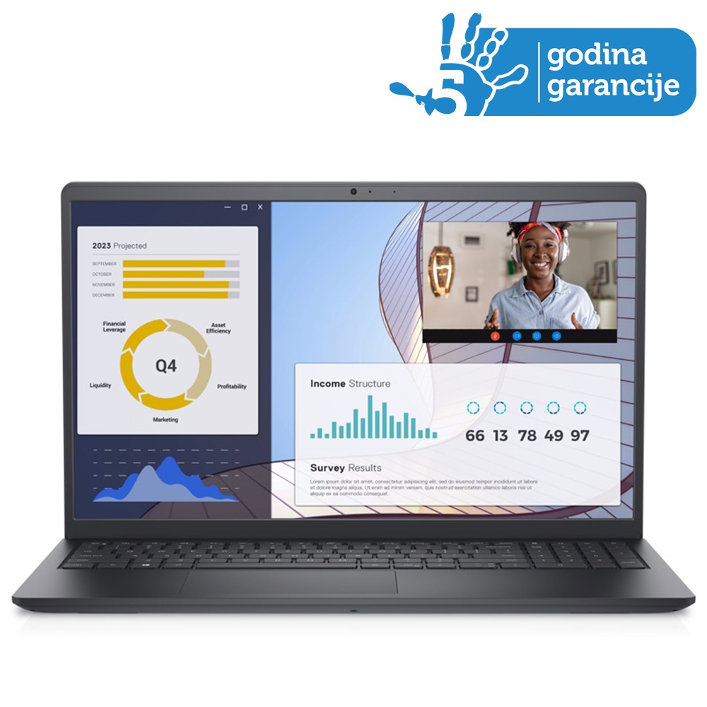 DELL Vostro 3535 Laptop FHD 120Hz, Ryzen 5 7530U, 8GB, 512GB, Antracit