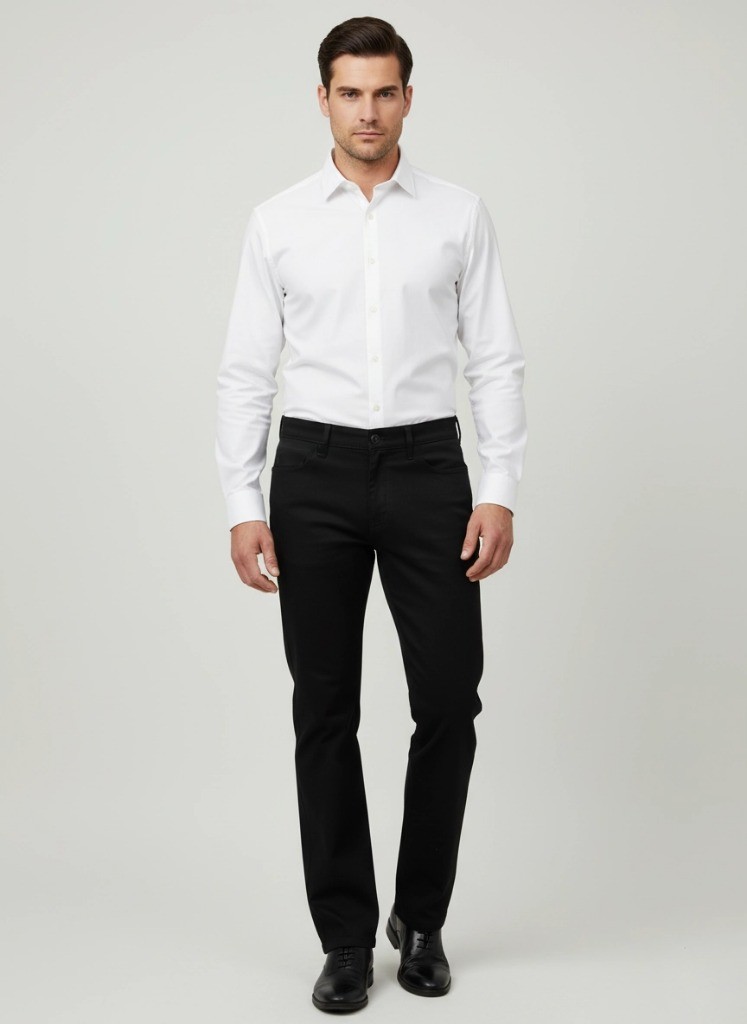 Elit Muške keper pantalone Regular Fit Bi-Stretch udobnost, Crne