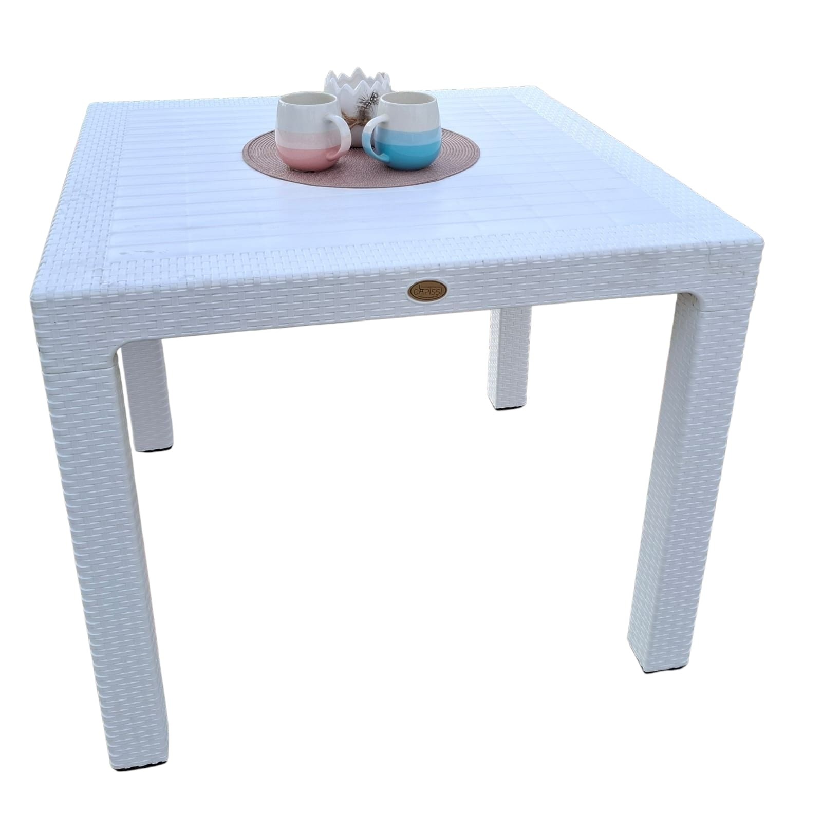 Capissi Baštenski sto bez stakla, 90x90cm, Beli