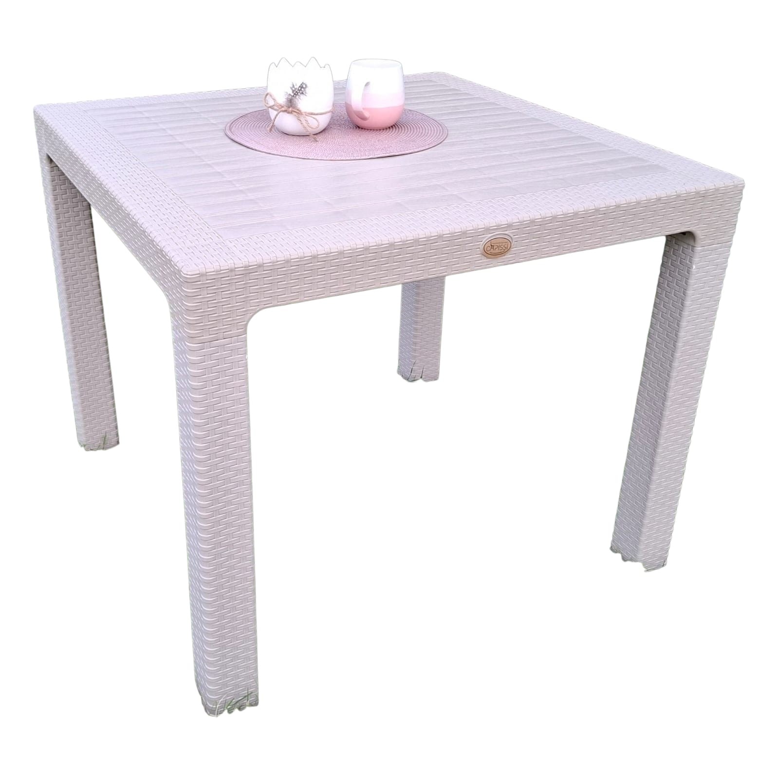 Capissi Baštenski sto bez stakla, 90x90cm, Bež