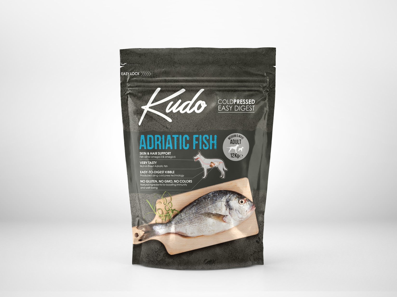 KUDO Hrana za pse Low Grain Adriatic Fish Med&Maxi Adult 3kg