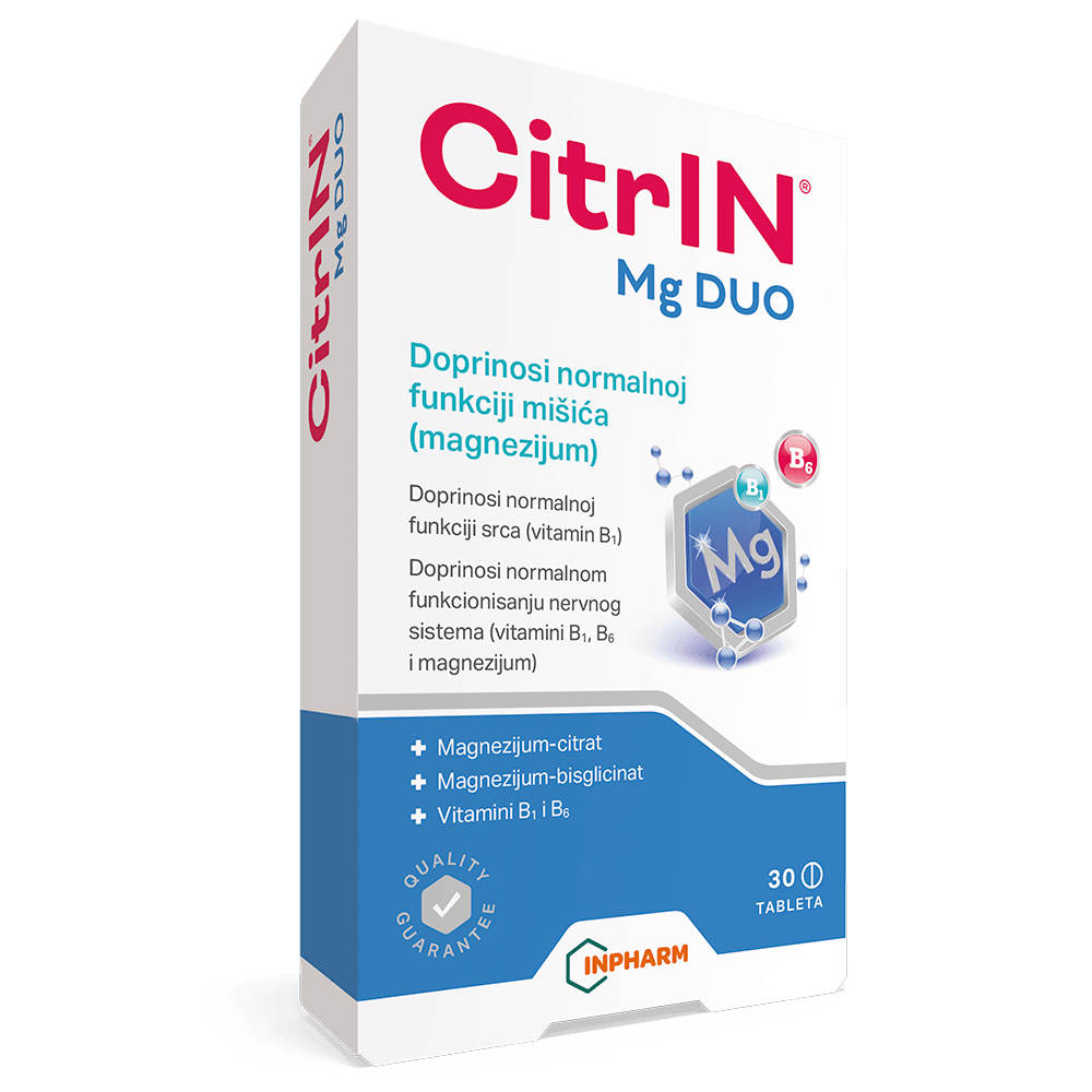 Inpharm CitrIN Mg DUO, Magnezijum citrat + magnezijum bisglicinat, 30 tableta