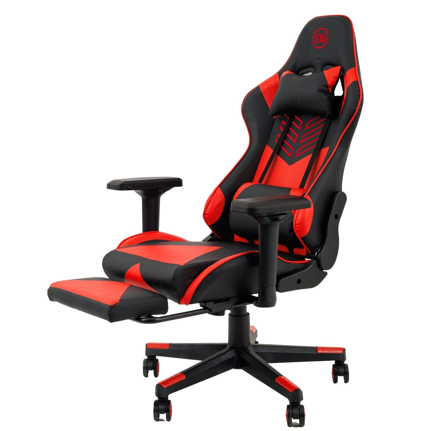 S1G Gejmerska stolica sa dodatkom za noge Plus + USB masažer, Crvena