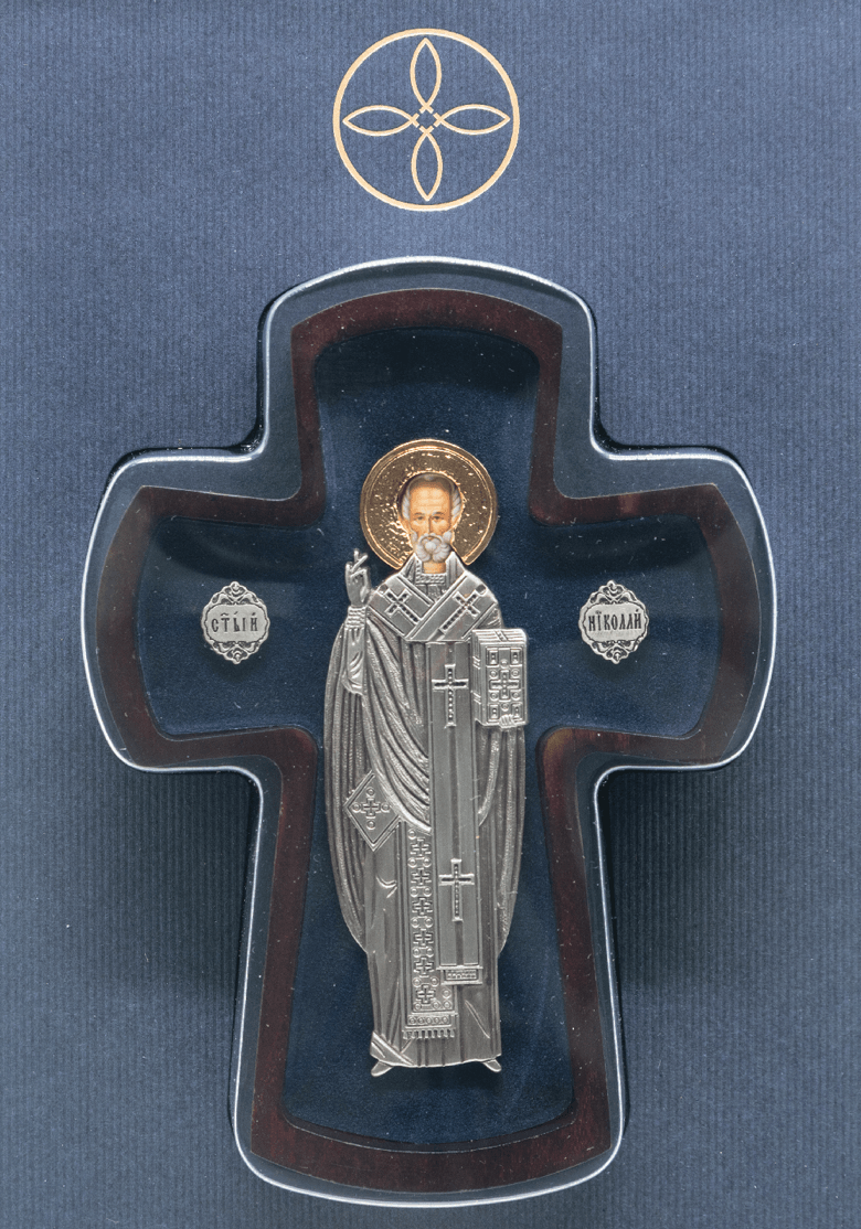Ikona krst Sveti Nikola, 93x150x22mm