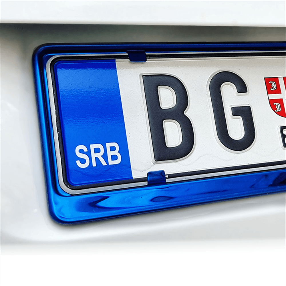 TEHNOMERKUR Inox okvir za registarske tablice, 520x110 mm, Plavi