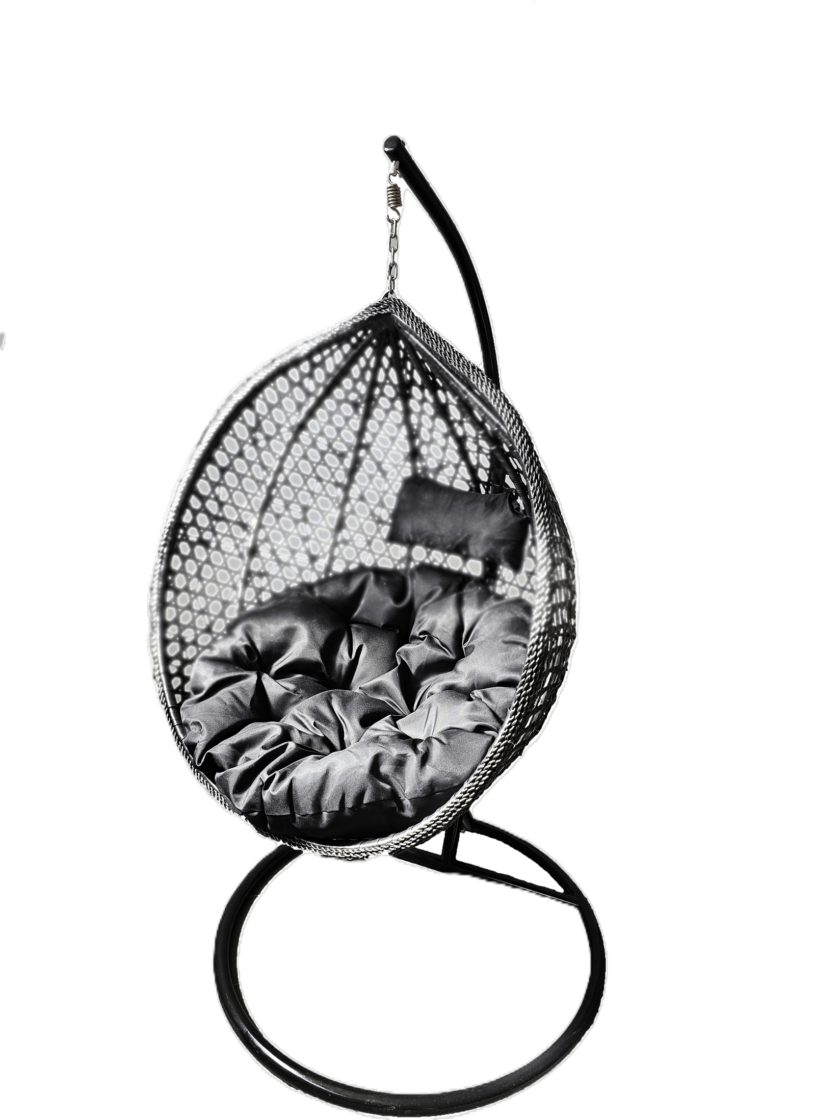 Jang Viseća fotelja Gnezdo - Jaje Lux, tamnosivo jastuče, Crna