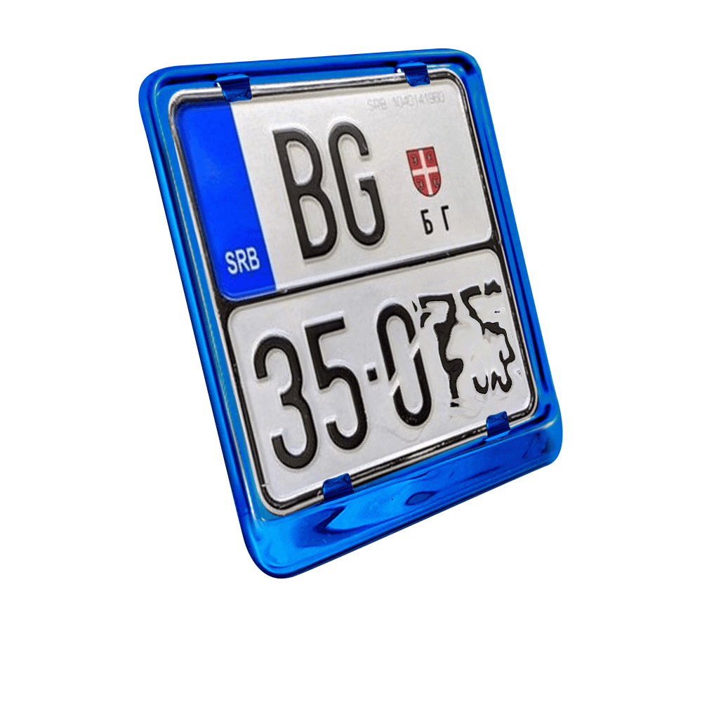 TEHNOMERKUR Inox okvir za registarske tablice za motore, 153x153 mm, Plavi