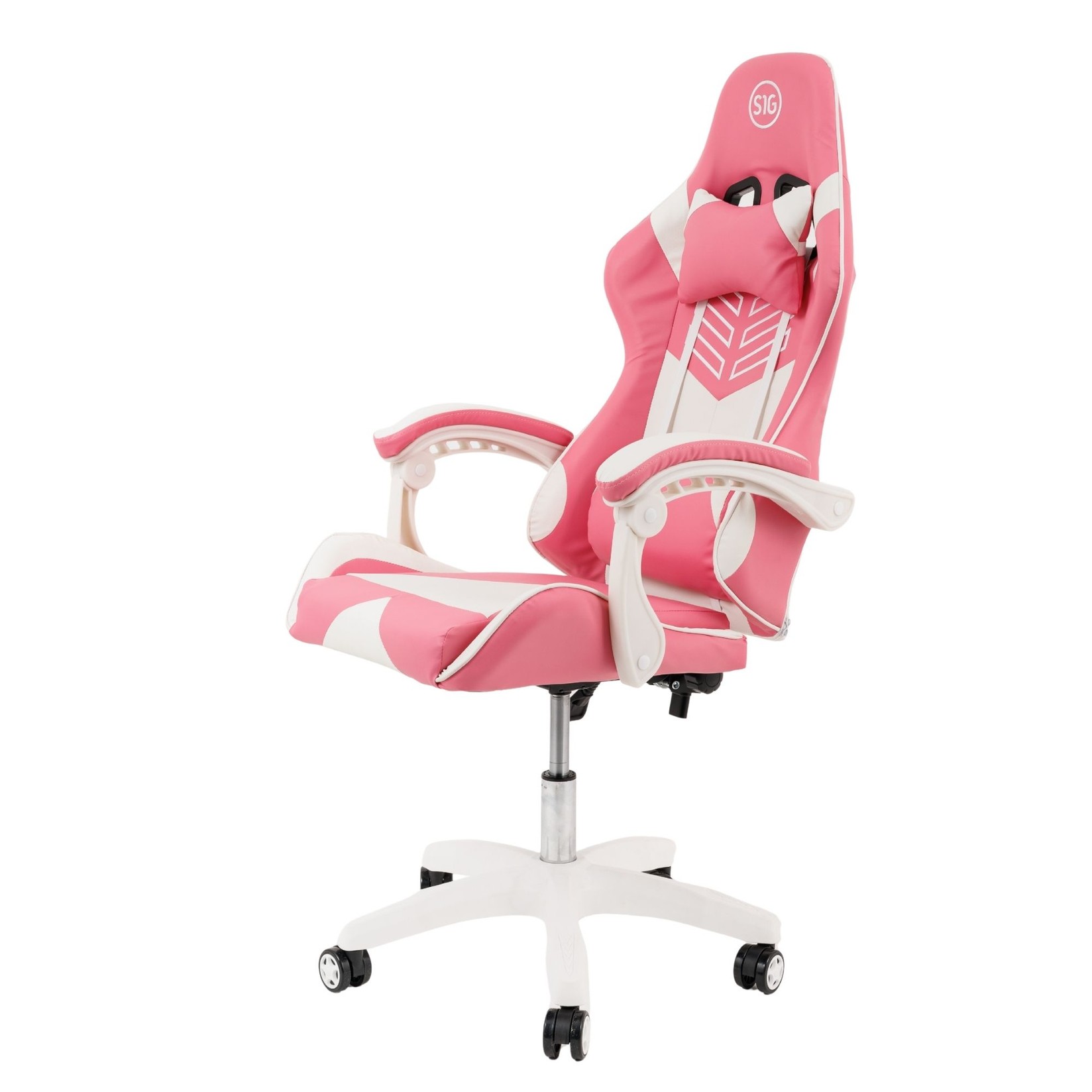 S1G Gejmerska stolica + USB masažer, Belo-roze