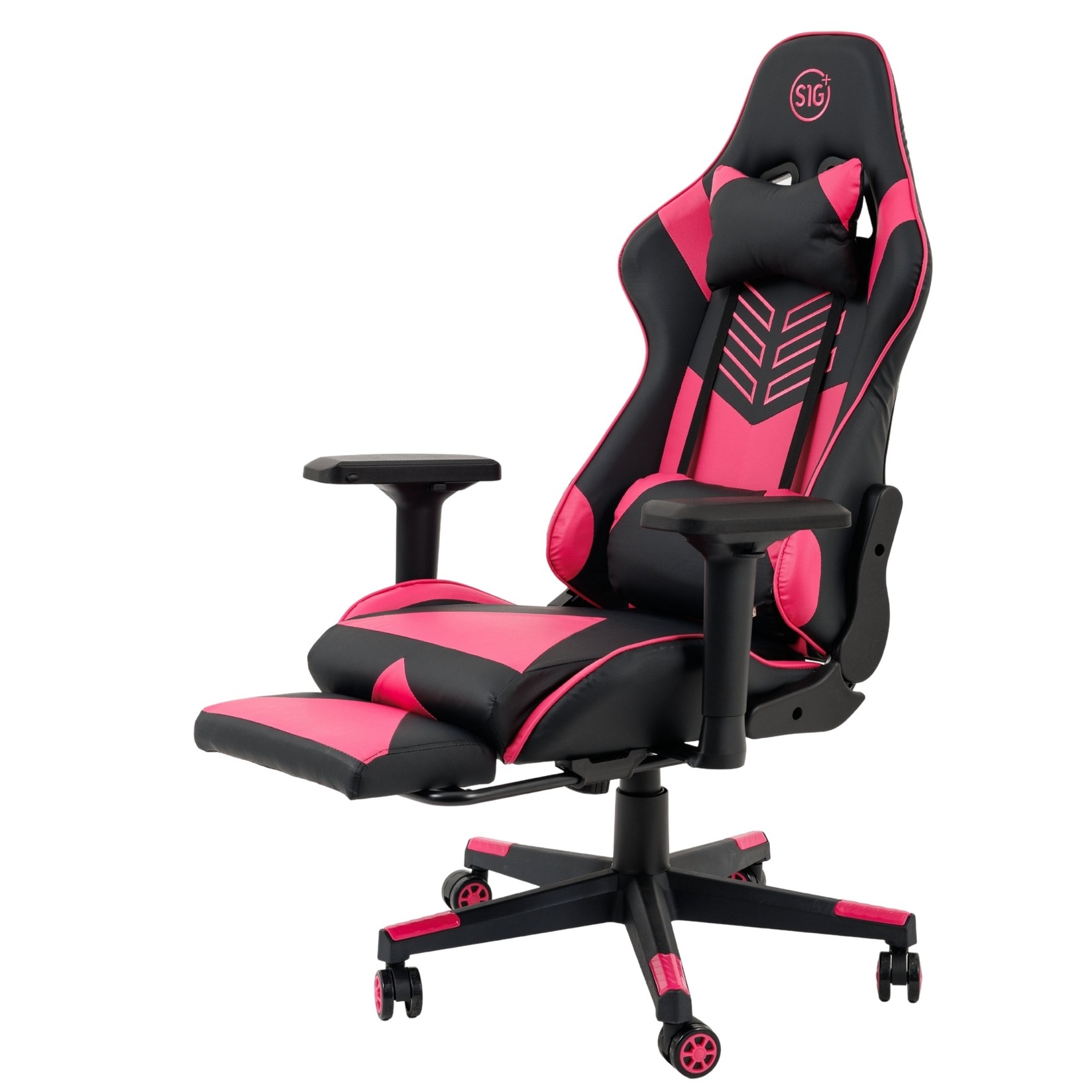 S1G Gejmerska stolica sa dodatkom za noge Plus + USB masažer, Roze