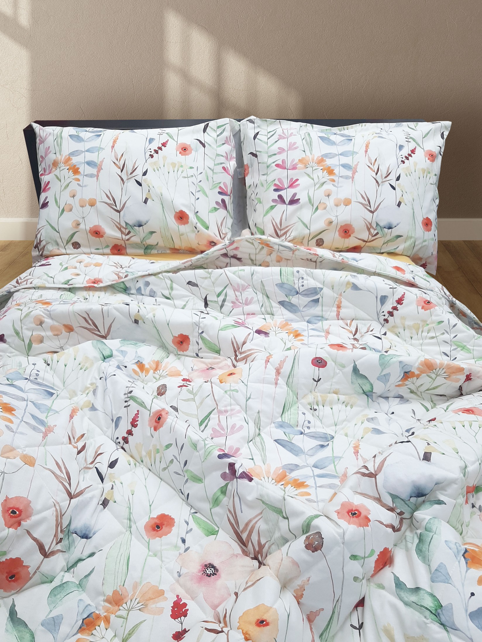 TEXTIL Štep deka ANA 04 200x200cm, Cveće, Šarena