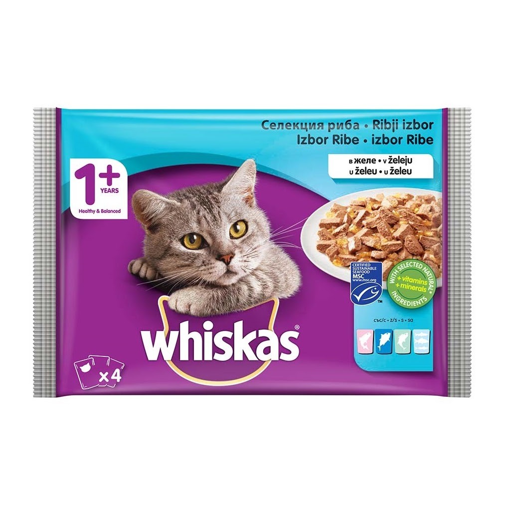 WHISKAS Hrana za mačke riba 4x100g