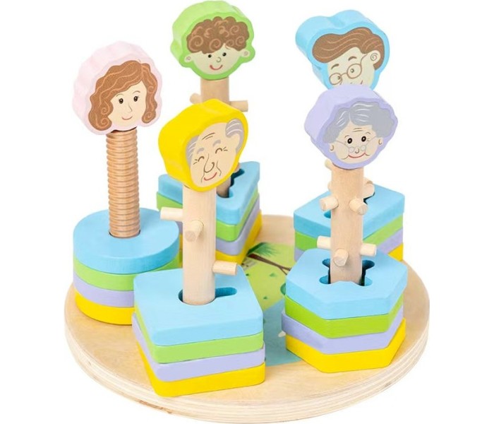 Bbo Drvena igračka - Porodicna geometrijska kula (3g+)