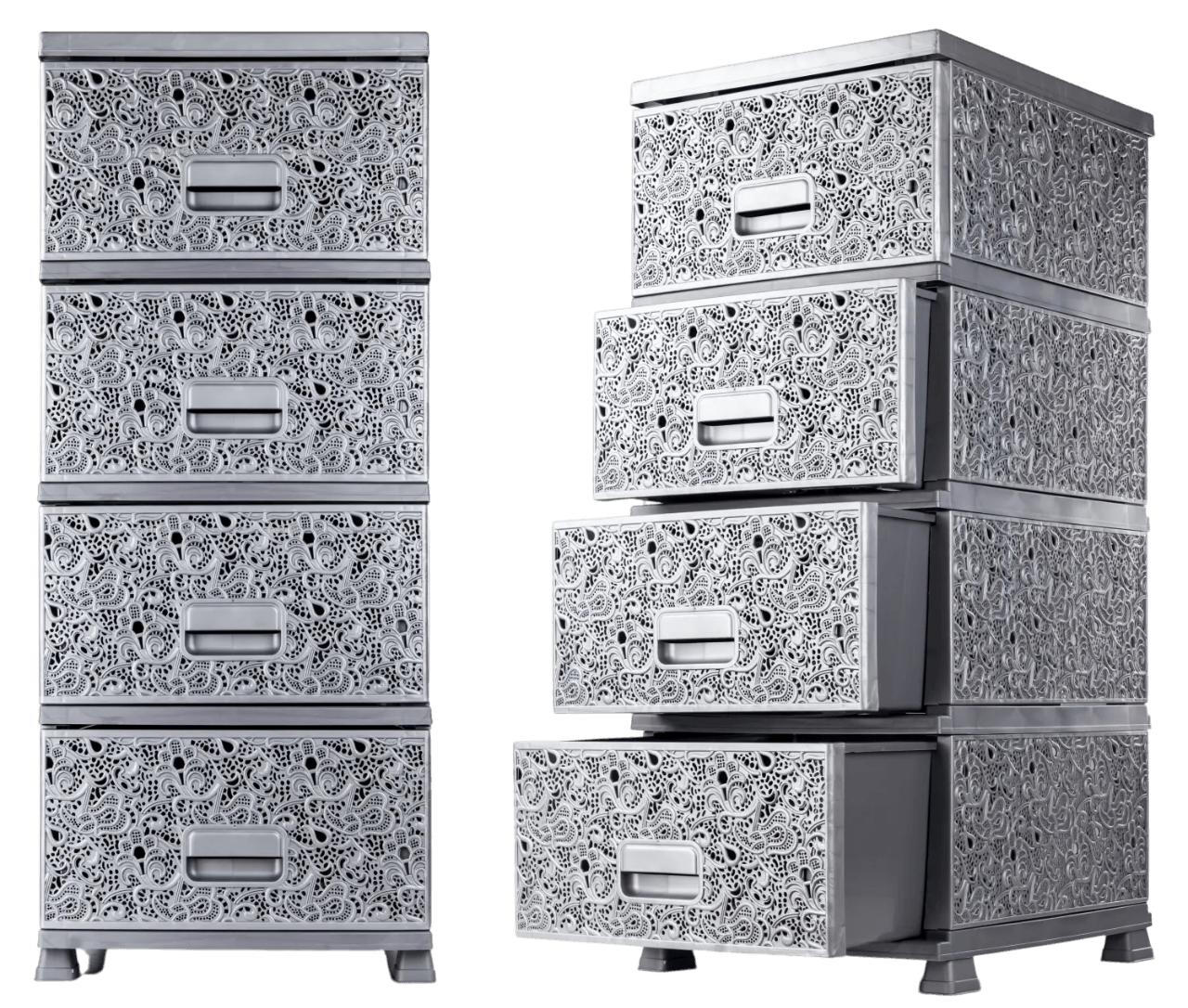 Megaplast Fiokar Monako, 4 Fioke, Sivi