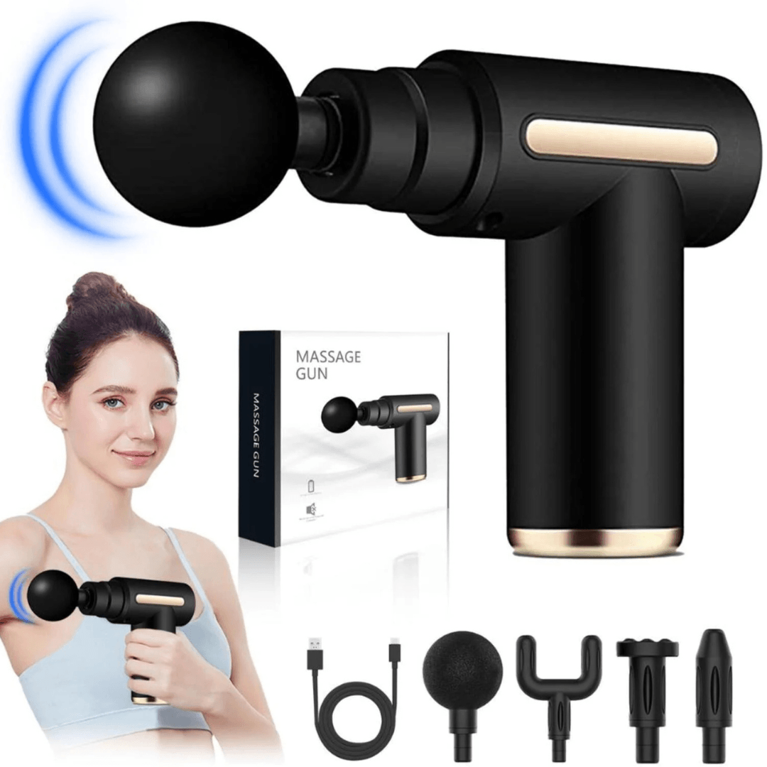 Massage gun Pištolj za masažu sa 4 nastavka, Crni