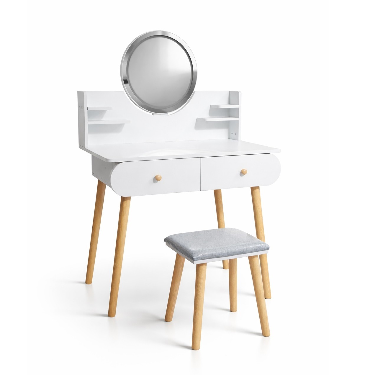 Modul Sto za šminkanje sa stolicom Lumi ST-315, 80×40×120 cm, Beli