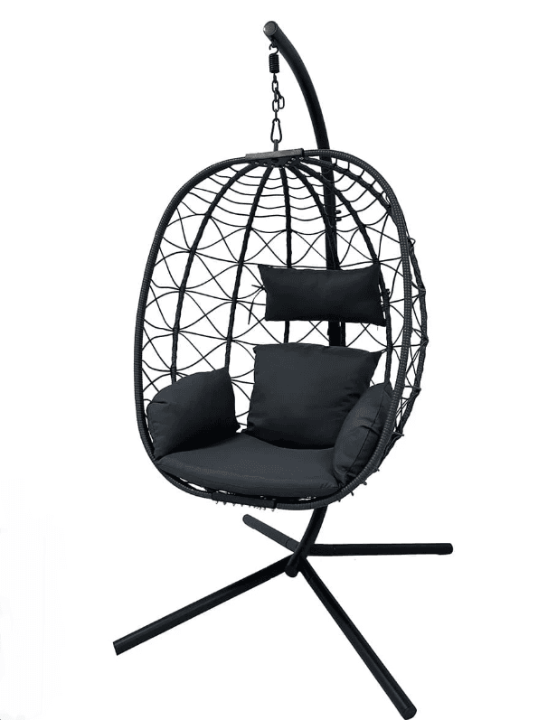 Viseća fotelja Gnezdo-Jaje, Crna, 92 x 63 x 110 cm