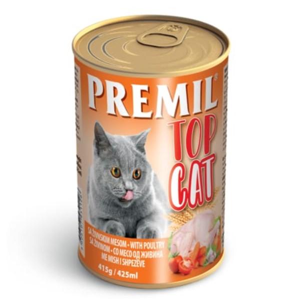 PREMIL Top Cat Vlažna hrana za mačke, Sa ukusom piletine, 415g