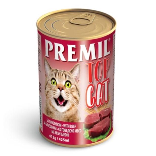 PREMIL Top Cat Vlažna hrana za mačke, Sa ukusom govedine, 415g