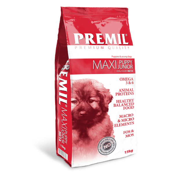 Selected image for PREMIL Suva hrana za pse Maxi Puppy Junior piletina, svinjetina i govedina 15kg