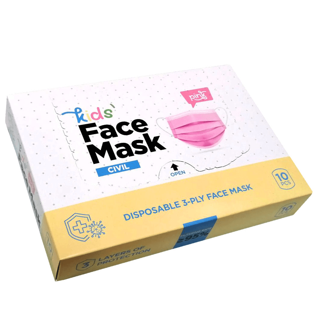 Dečije jednokratne zaštitne maske za lice 10/1 roze