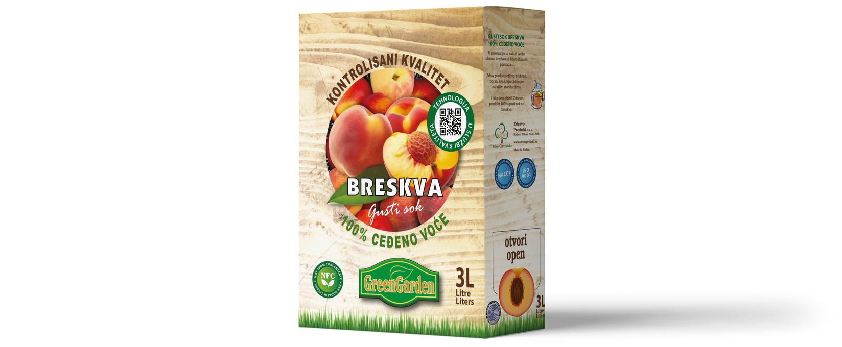 GREEN GARDEN Matični sok Breskva 100%, BAG IN BOX, 3l