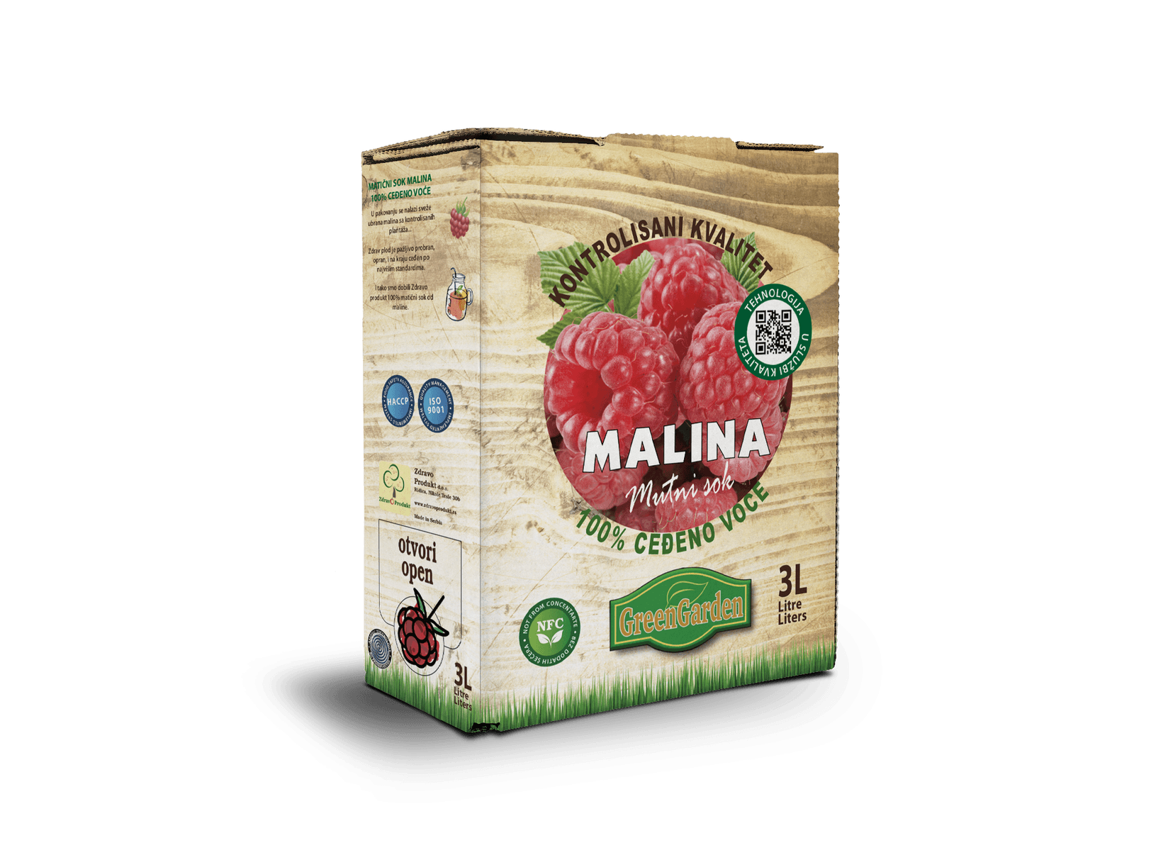 Selected image for GREEN GARDEN Matični sok Malina 100%, BAG IN BOX, 3l