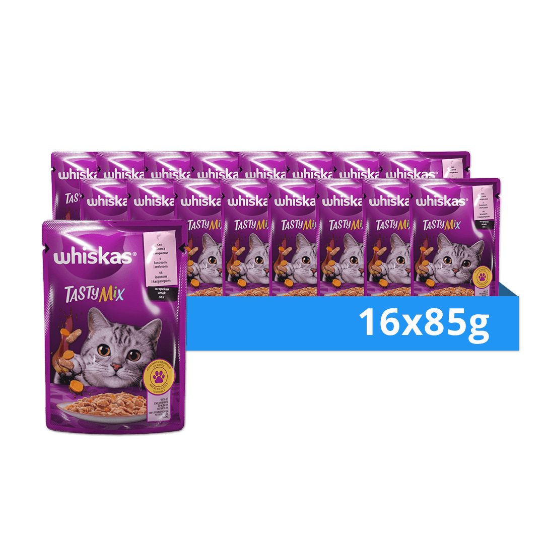Whiskas Tasty Mix Vlažna hrana za mačke, Losos, 16x85g