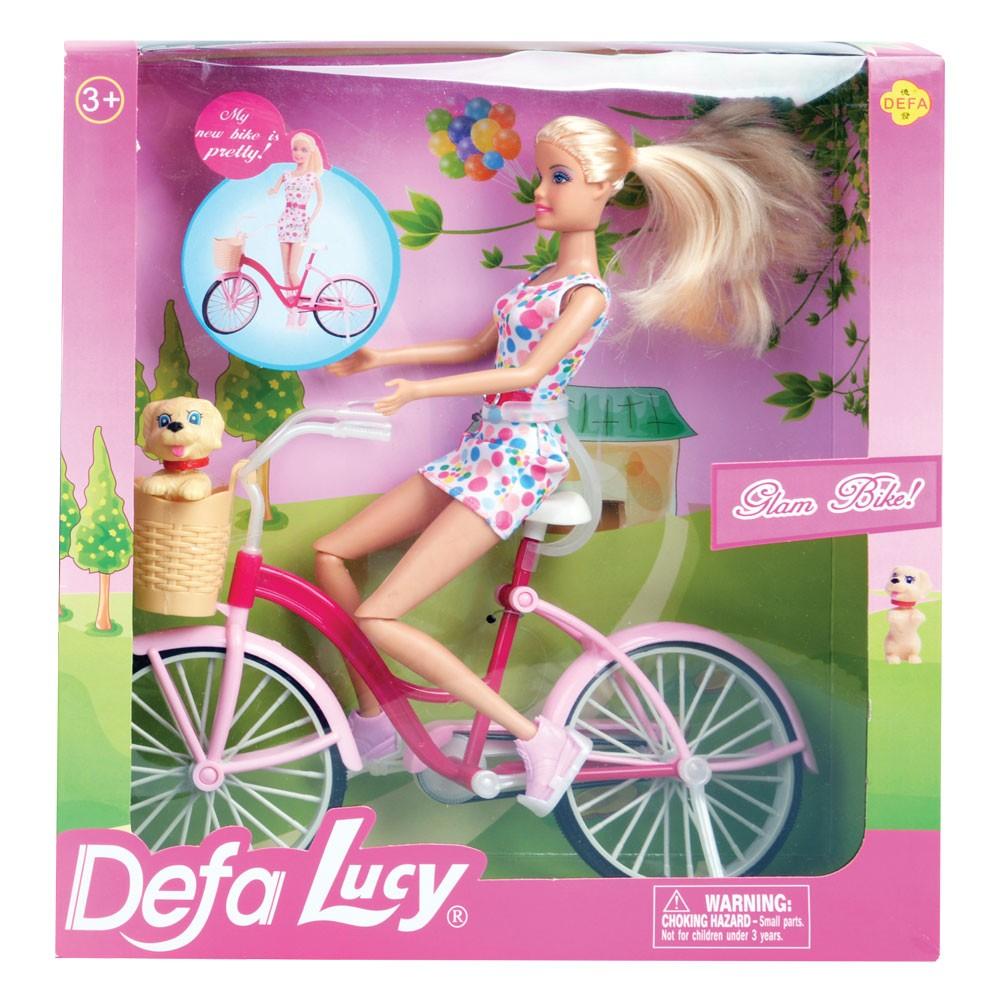 DEFA LUCY Lutka na biciklu roze-plava