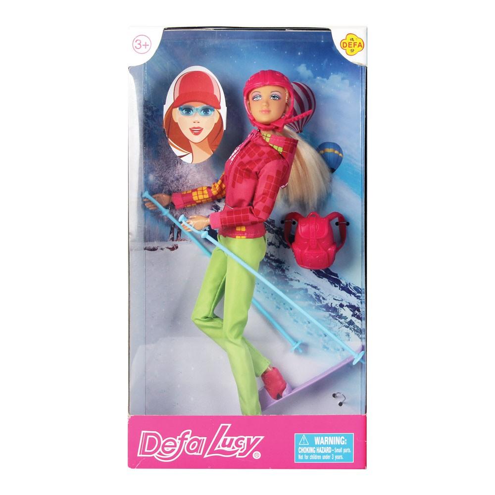 DEFA LUCY Lutka na skijama roze-zelena