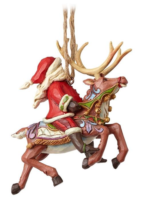 Santa Riding Reindeer Hanging Ornament Figure