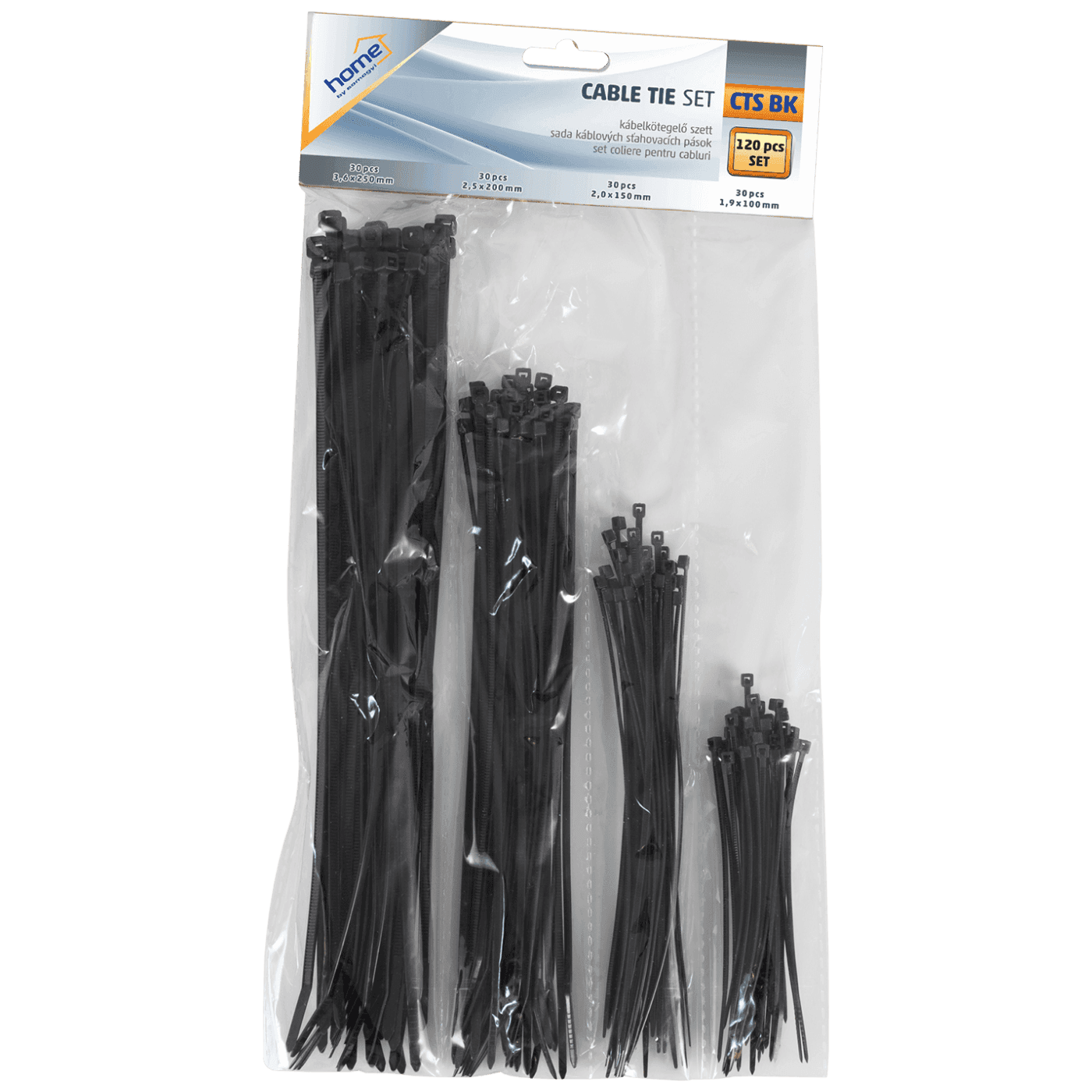 HOME Set plastičnih vezica CTS BK 120/1 crni