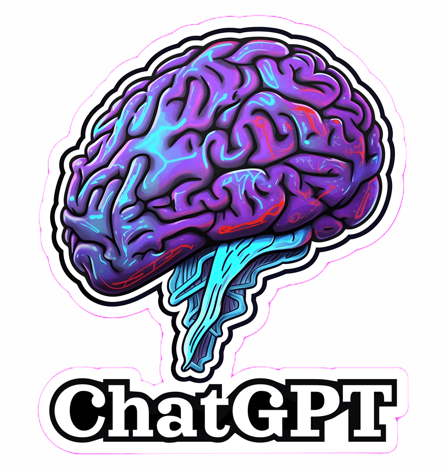 AI_MERGEART Nalepnica u Cyberpunk stilu Mozak "ChatGPT"