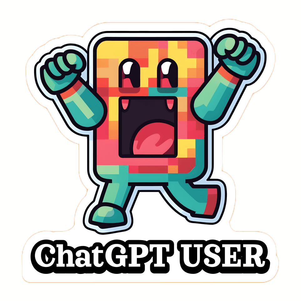 Selected image for AI_MERGEART Nalepnica sa radujućim robotom u stilu piksel Art "Chat GPT User"