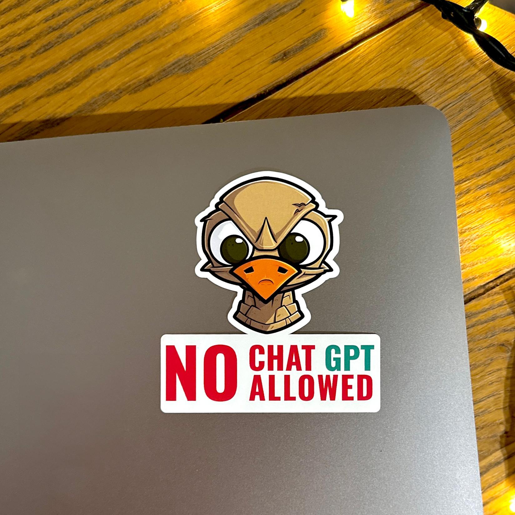 Selected image for AI_MERGEART Nalepnica sa agresivnom pticom "No ChatGPT Allowed"