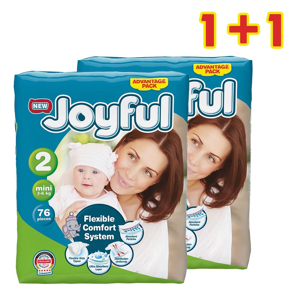 Joyful Adventage Pack Pelene, Mini 3-6kg, Veličina 2, 76 komada, 1+1