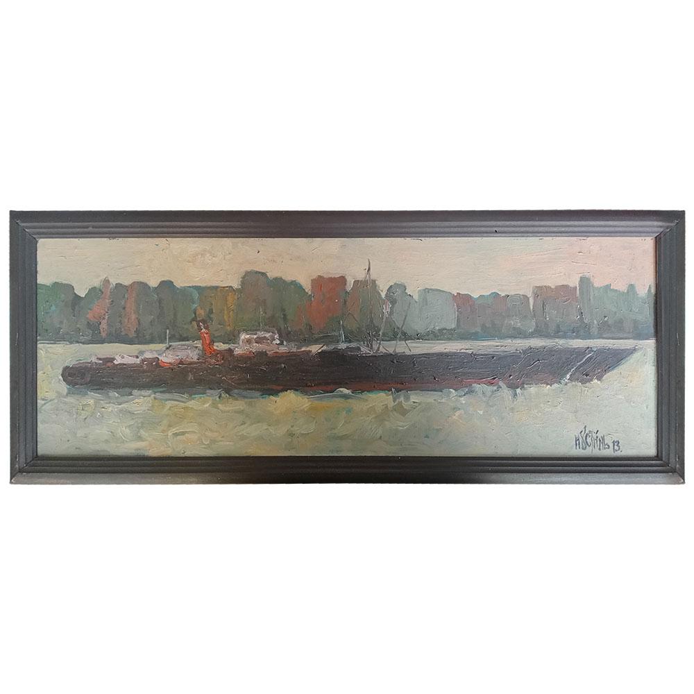 Selected image for Brod na Dunavu, Ulje na platnu, 74x30 cm