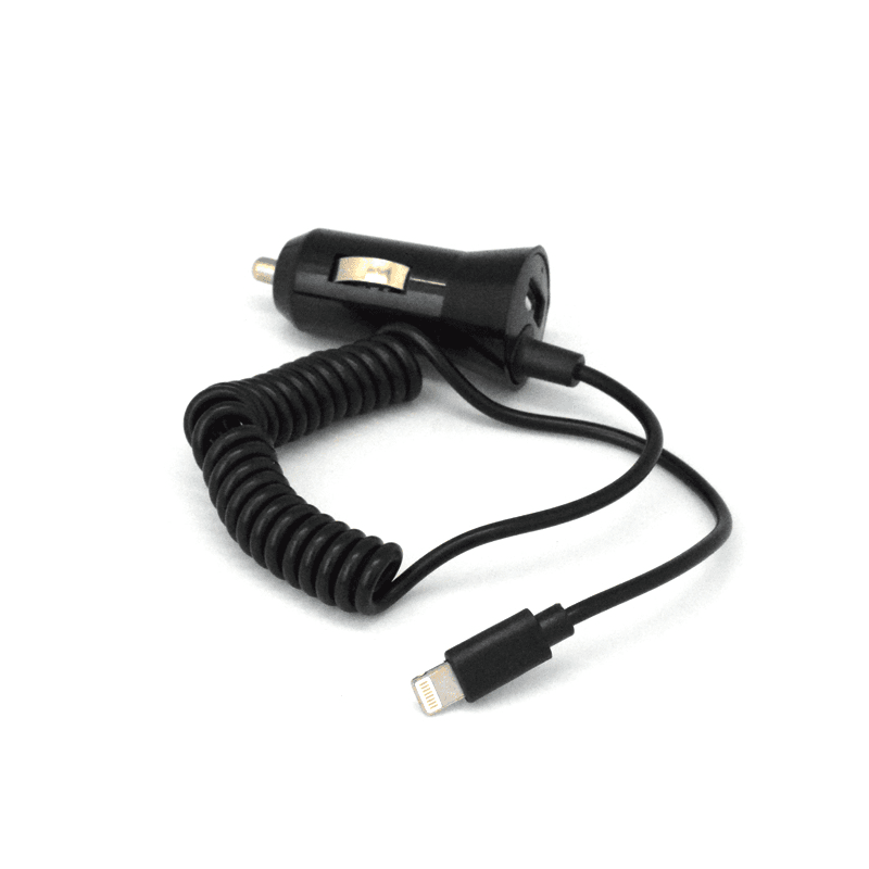 Univerzalni auto-punjač za telefon 2u1, iPhone Lightning + USB slot, 1A, Crni