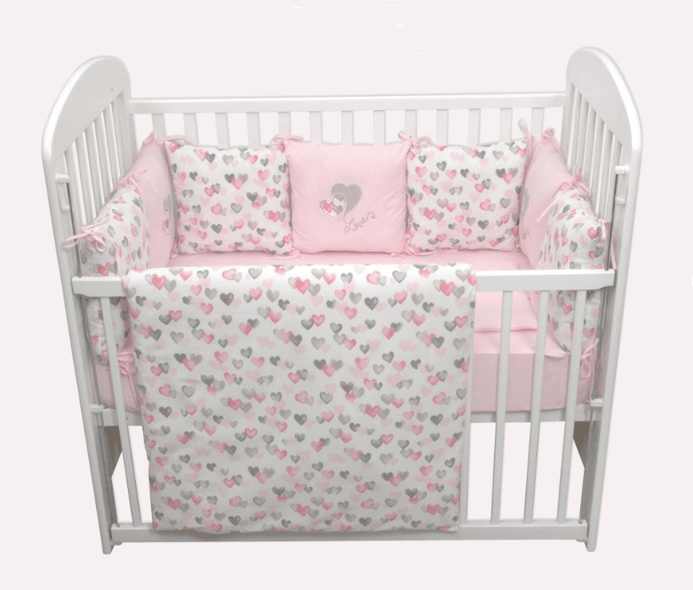 FIM BABY Posteljina za bebe sa jastucima roze