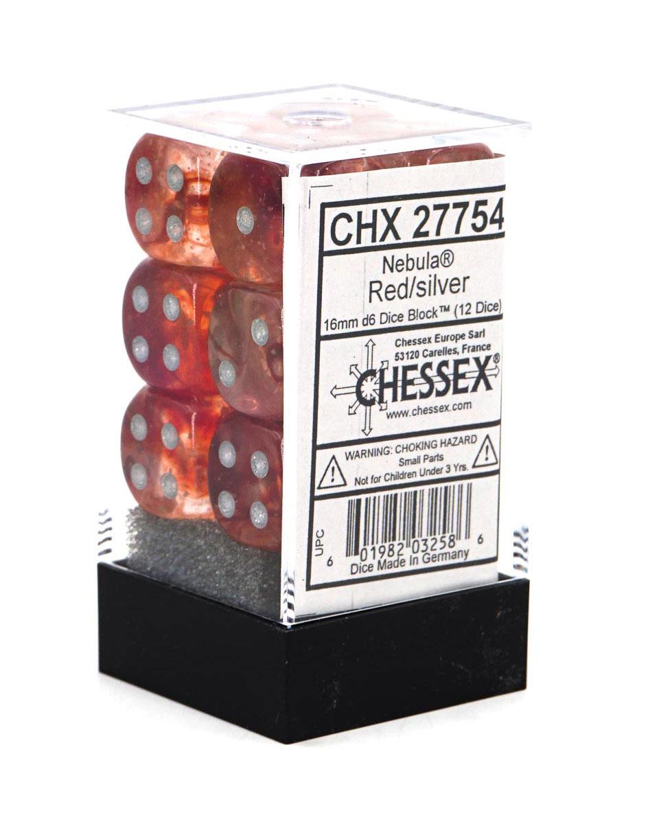 CHESSEX Kockice Nebula Luminary Red & Silver Dice Block 12/1