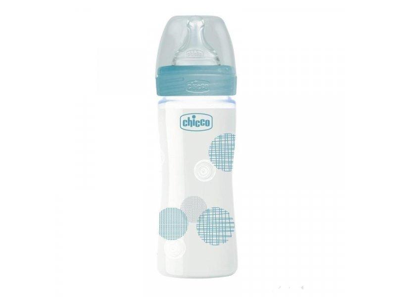 Chicco WB Staklena flašica za bebe, 240ml, Plava