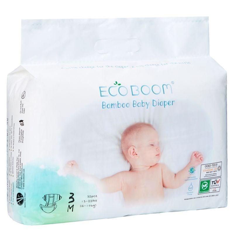 ECO BOOM Biorazgradive Jednokratne Pelene za bebe, Veličina M, od 6-10kg, 32kom