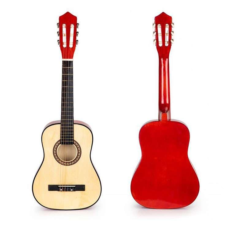 ECO TOYS Igračka velika drvena gitara, Crvena