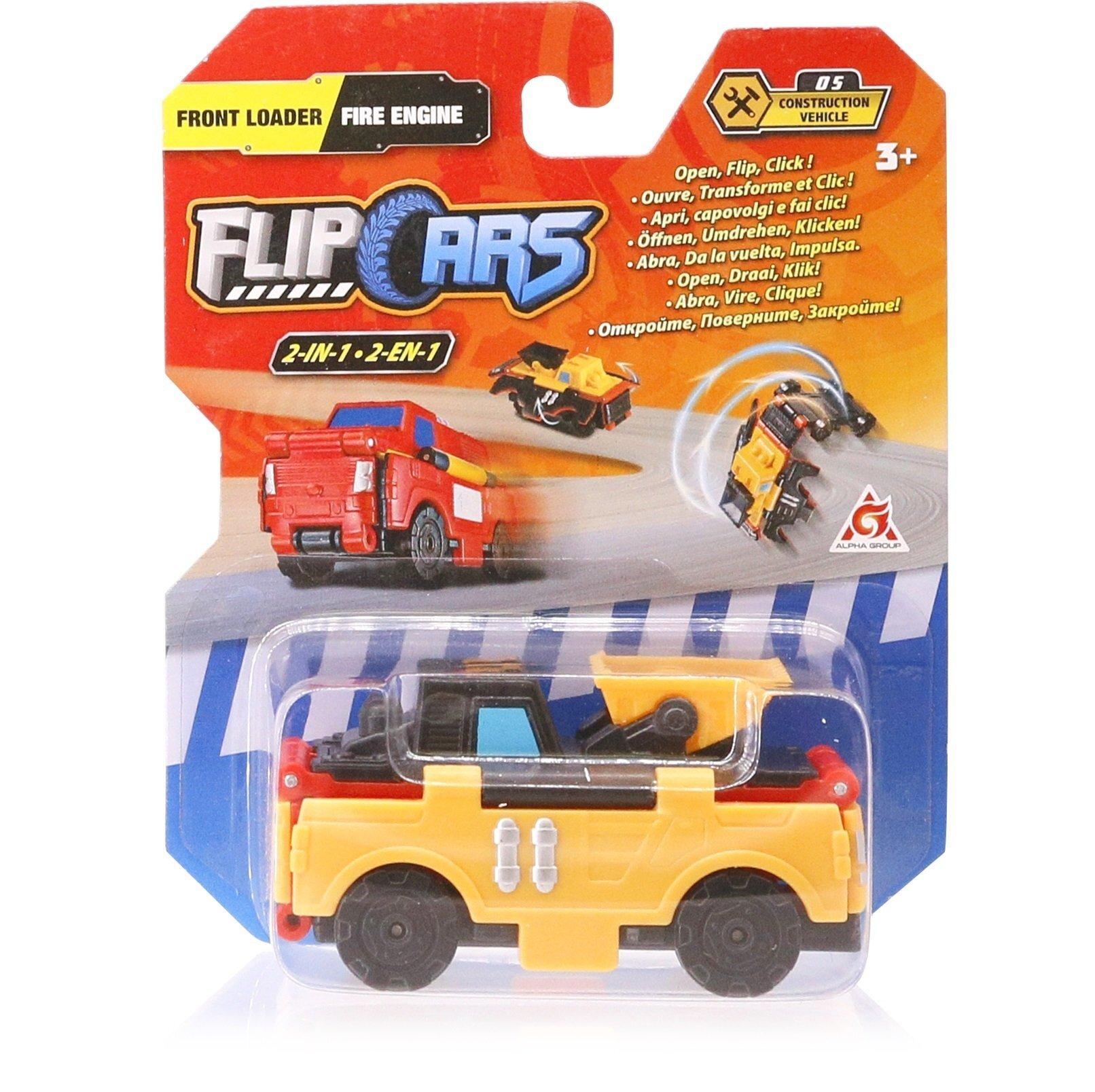 FLIP CARS Automobilčić 2u1 Front Loader & Fire Engine