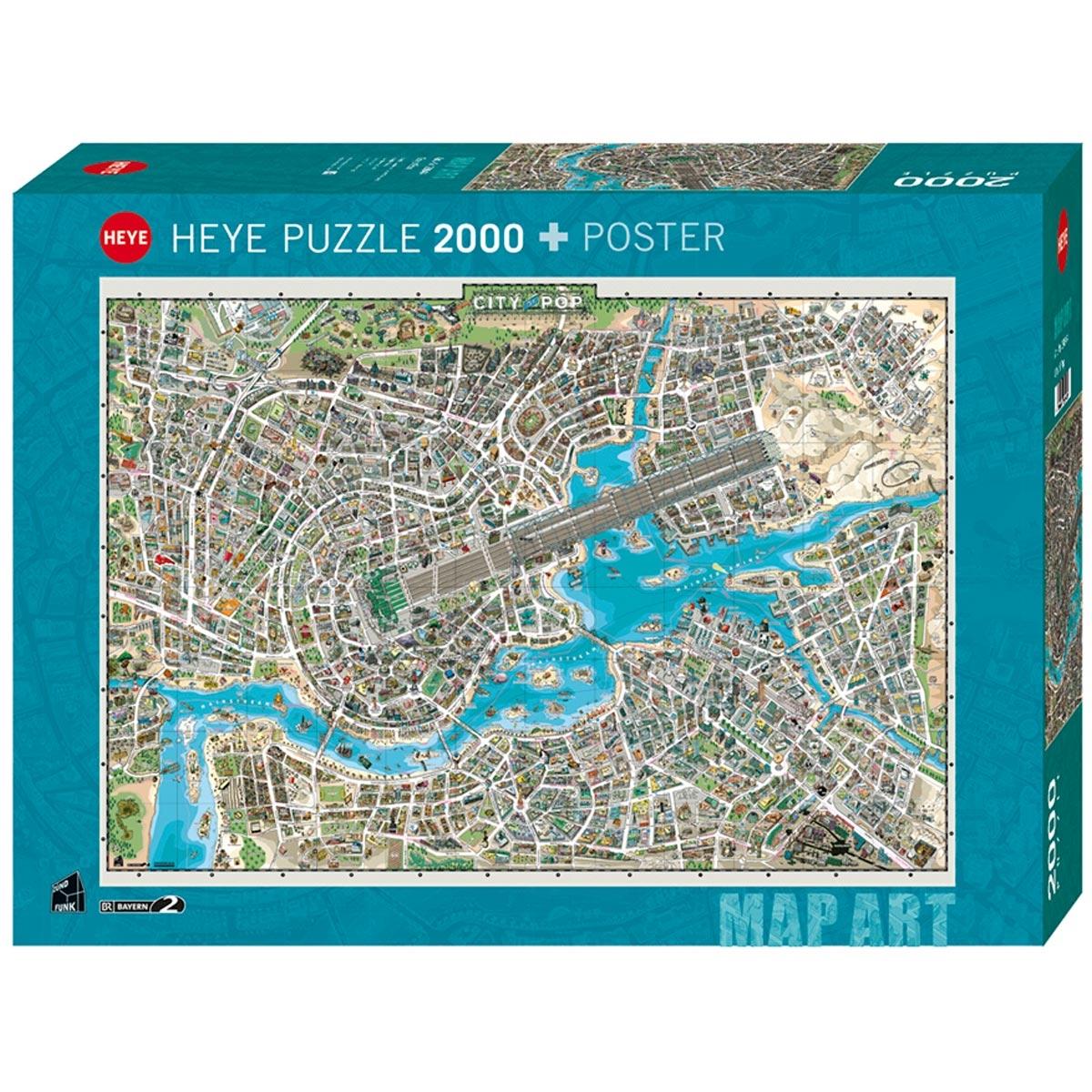 HEYE Puzzle Map Art City of Pop 2000 delova 29844