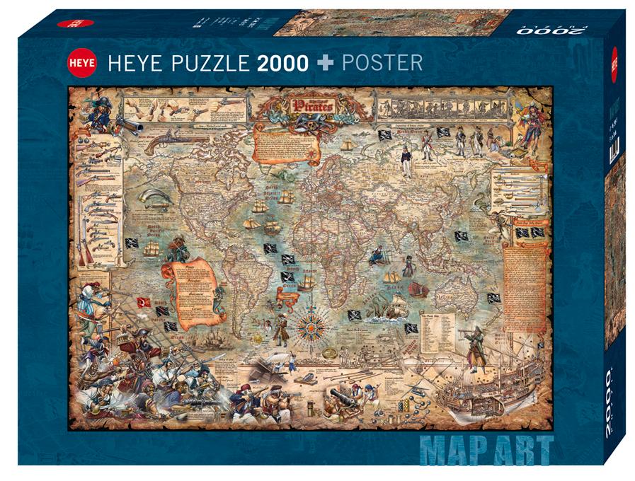 HEYE Puzzle Map Art Rajko Zigic Pirate World 2000 delova 29847