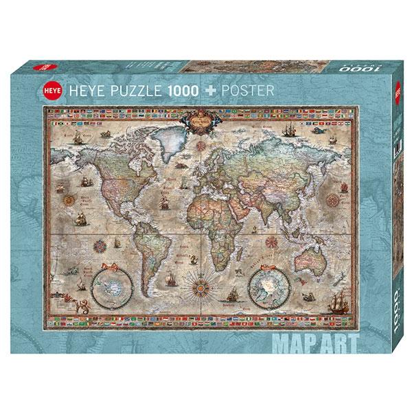 HEYE Puzzle Map Art Retro World 1000 delova 29871
