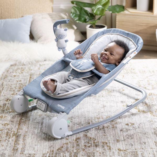 Selected image for Ingenuity Ležaljka-masažno sedište za bebe Happy Belly Chambray, 0-6 meseci, Teget