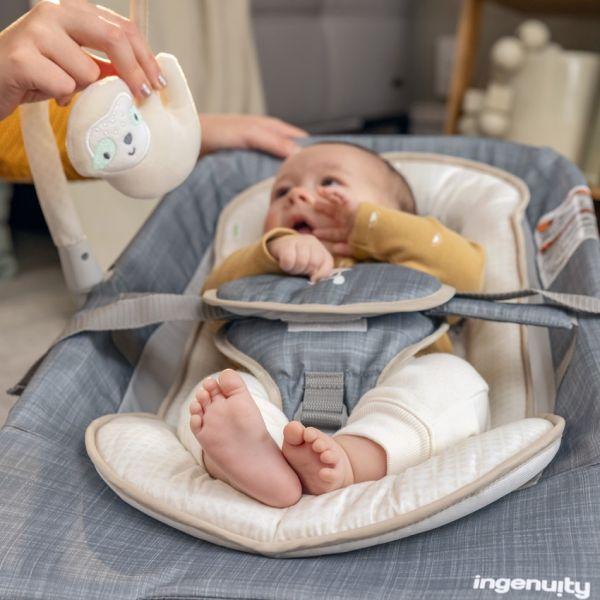 Selected image for Ingenuity Ležaljka-masažno sedište za bebe Happy Belly Parker, 0-6 meseci, Sivo-bež